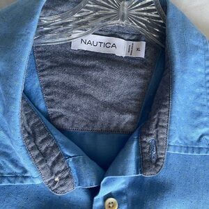Nautica Blue Chambray Collar Shirt XL